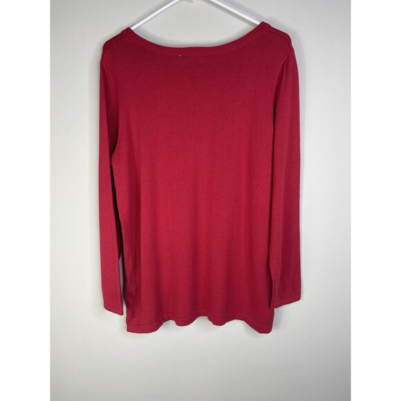 Quacker Factory M Red Holiday Sweater with Gold & White Sequin Rudolph Reindeer - Picture 6 of 7